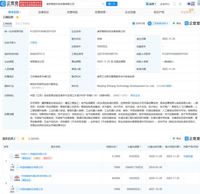 中国铁建南京新公司布局智能无人飞行器业务 战略转型背后的多重考量